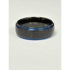Tungsten Carbide Ring Black Blue Mens Wedding Band Comfort Fit Dome 8mm Unisex